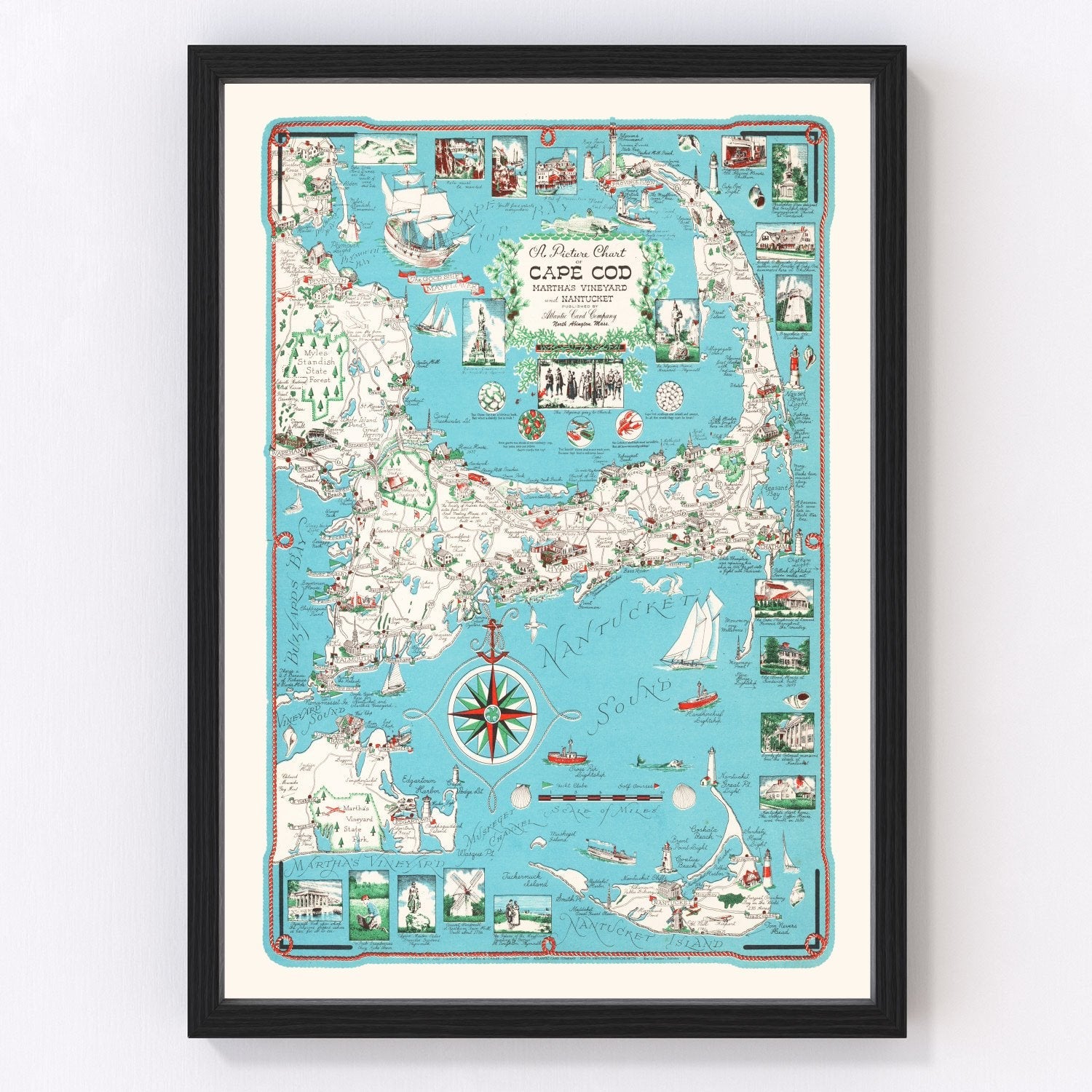 Vintage Map of Cape Cod, 1955