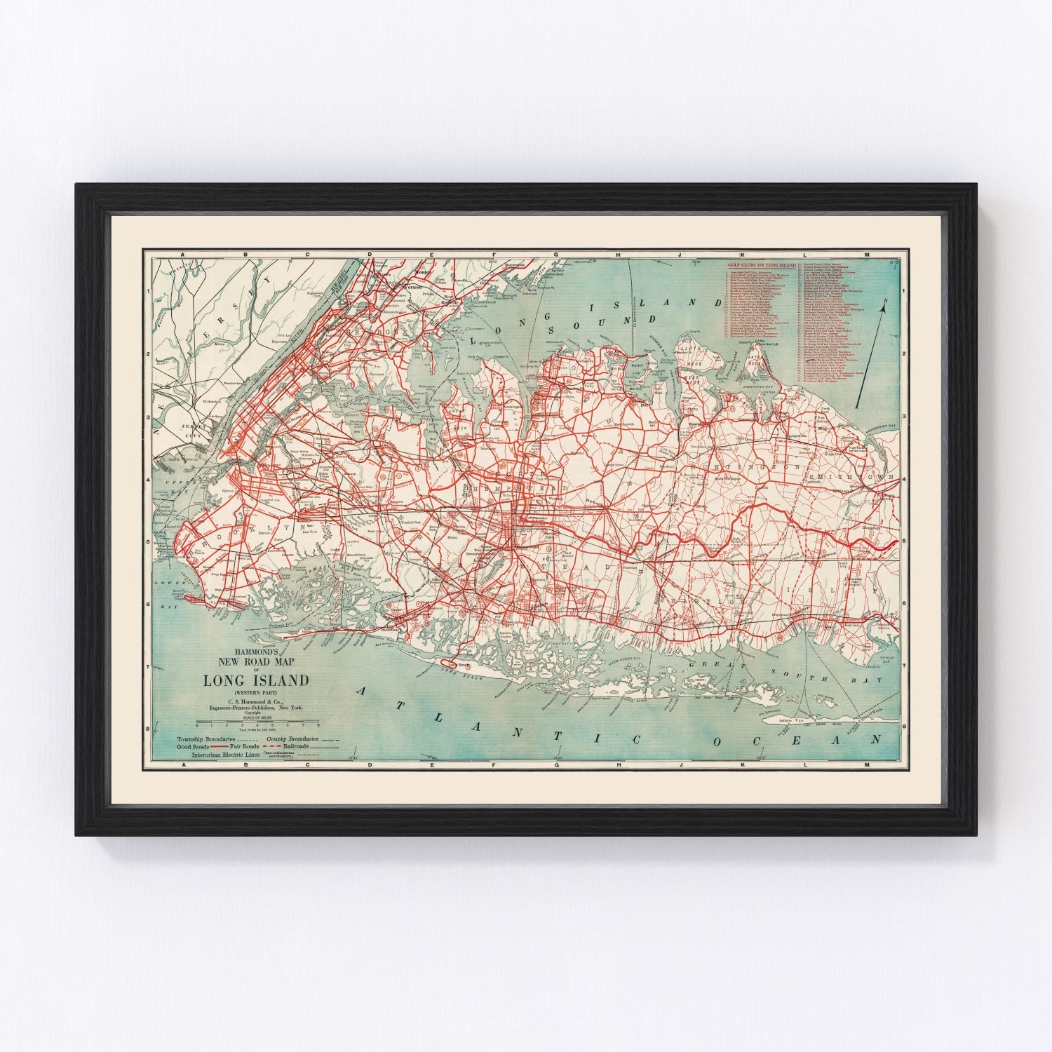 Vintage Long Island Road Map 1914