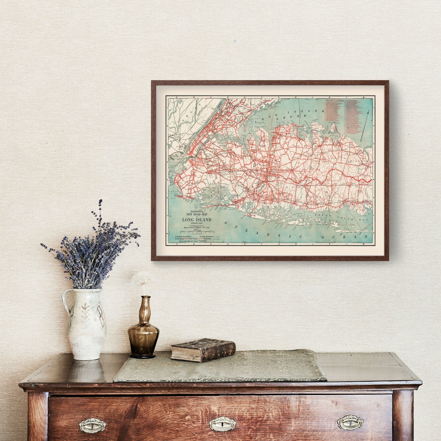 Vintage Long Island Road Map 1914