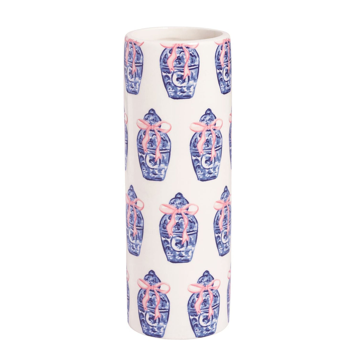 Blue and Green Chinoiserie Ceramic Topiary Vase
