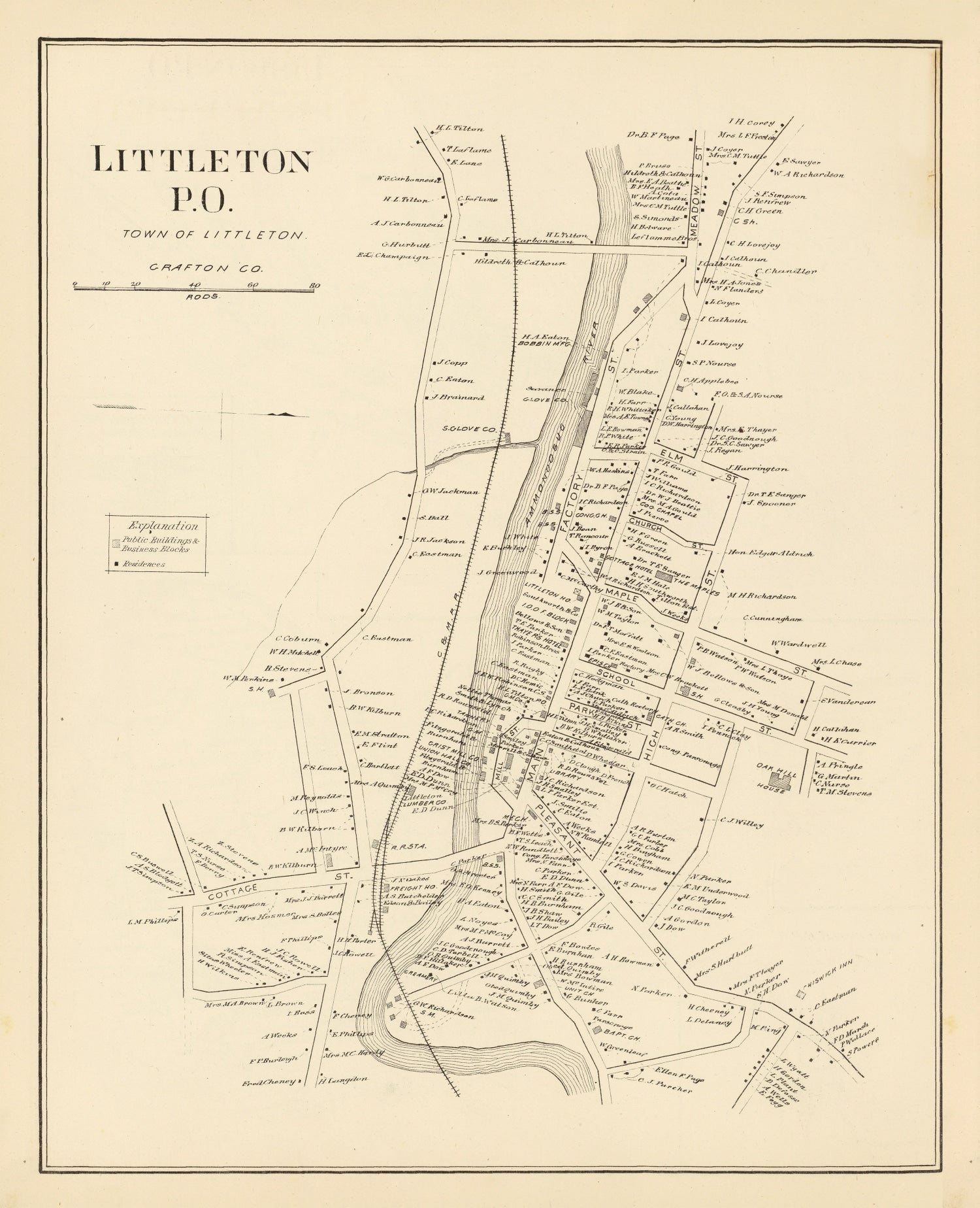 Vintage Map of Littleton, New Hampshire 1892