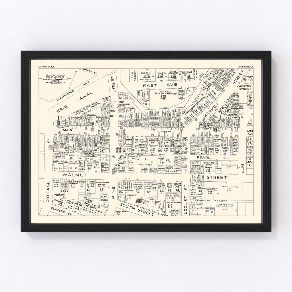 Vintage Map of Lockport, NY Business Section 1947
