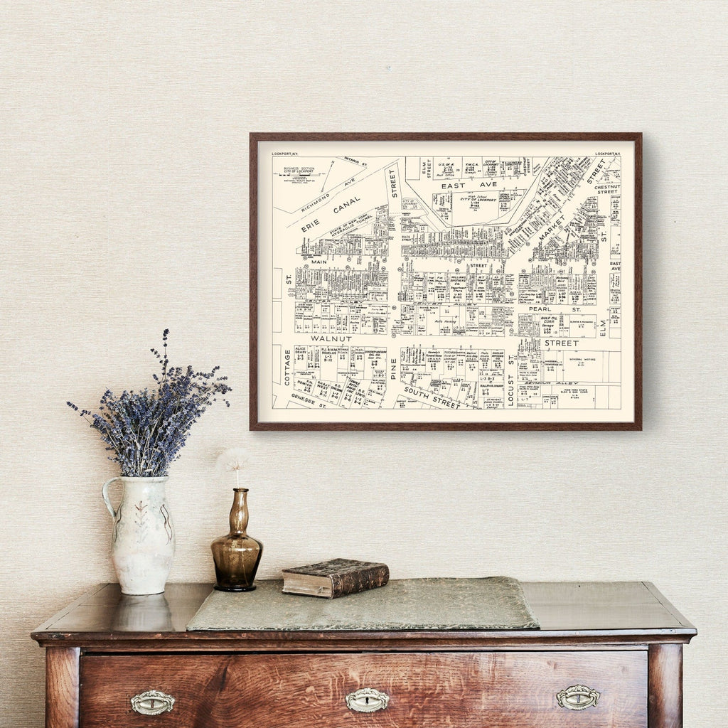 Vintage Map of Lockport, NY Business Section 1947