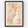 Vintage Map of Long Ridge, Connecticut 1867