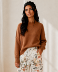 Jen Ribbed Knit Stand Neck Regular Fit Sweater