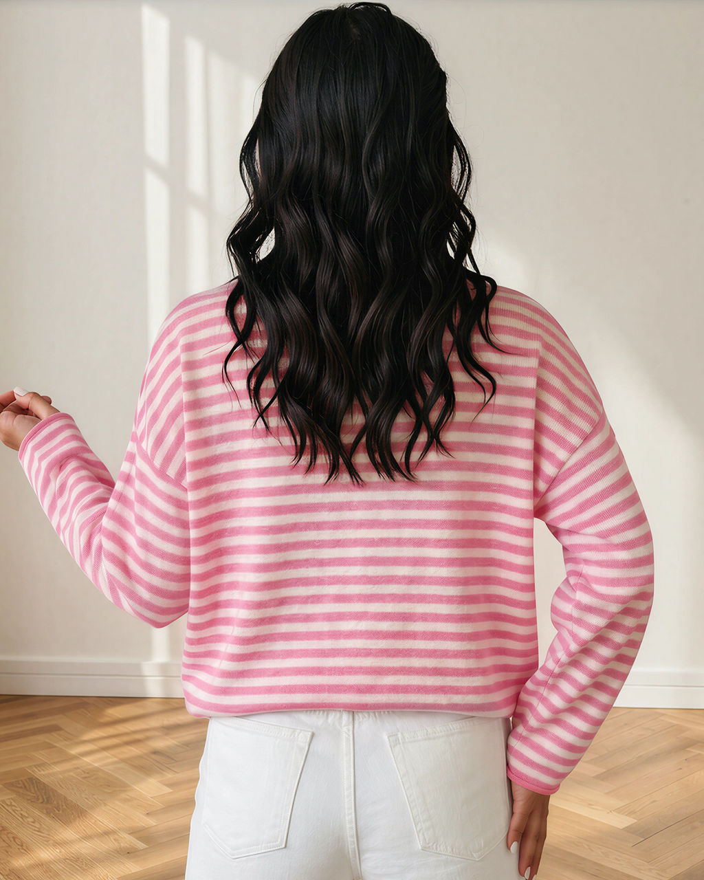 Sophia Button Placket Drop Shoulder Long Sleeve Sweater