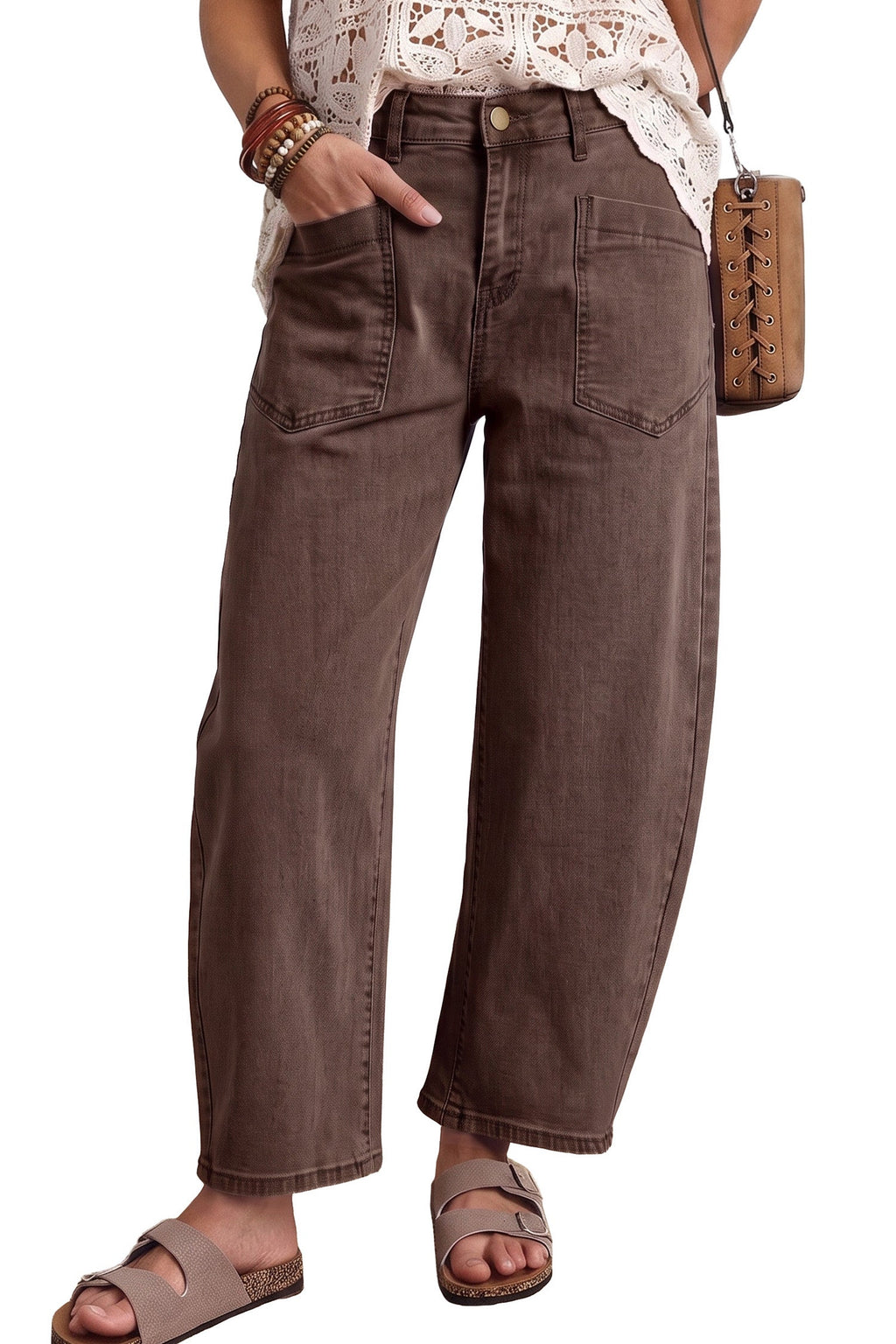 Briar Square Patch Pocket Ankle-length Barrel Jeans